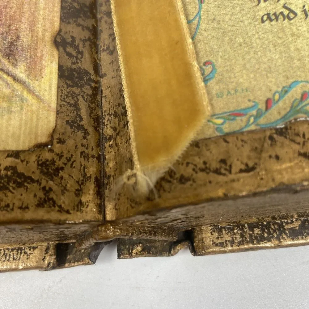 Vintage Florentine Jesus St. Francis of Assisi Quote Faux Book Gilt Gold Decor